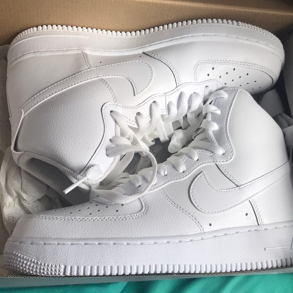 All white high top af1’s